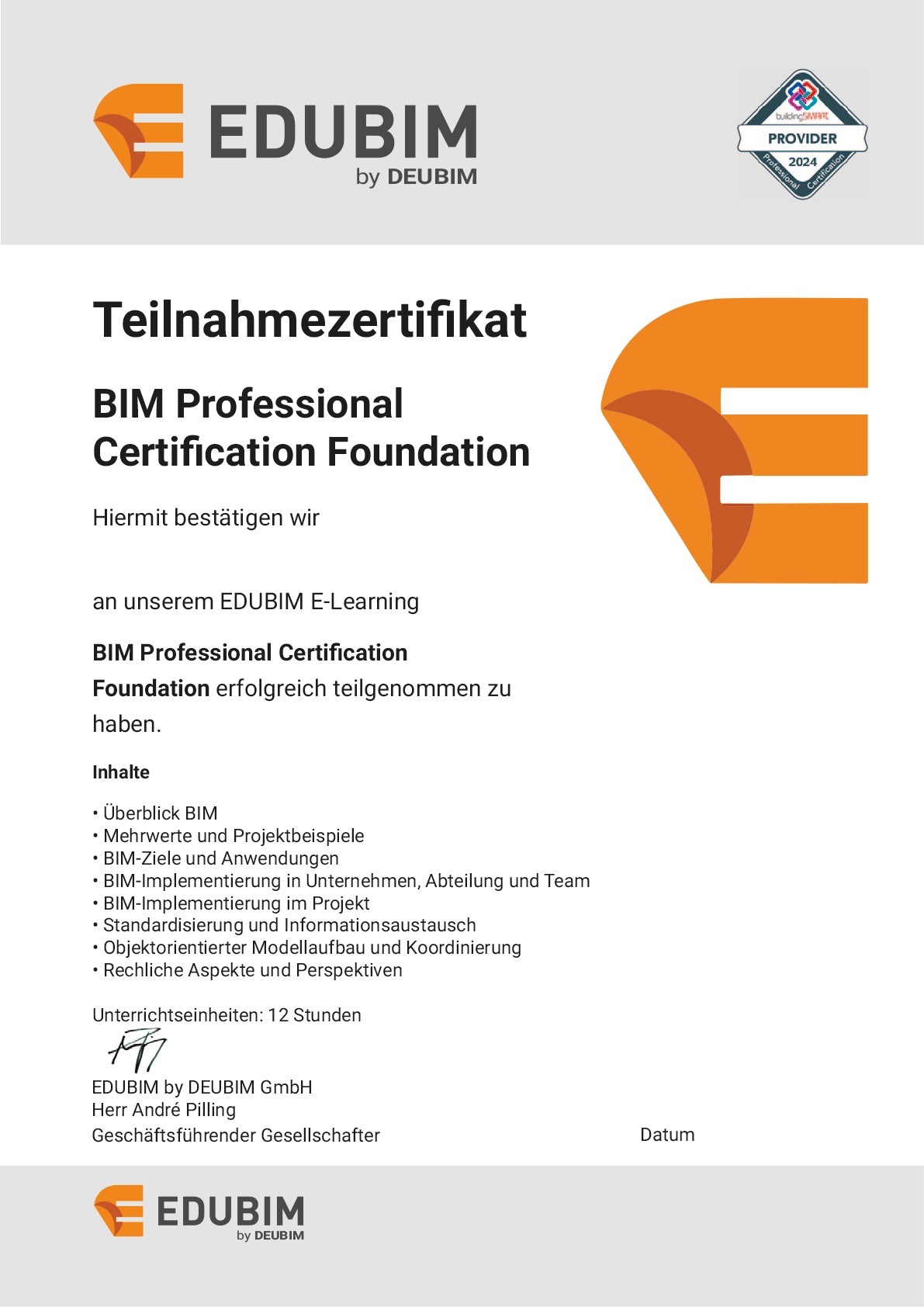 Ohne bS Zertifikat ☆ BIM Professional Certification Foundation